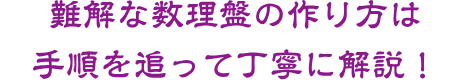 難解な数理盤の作り方は手順を追って丁寧に解説！