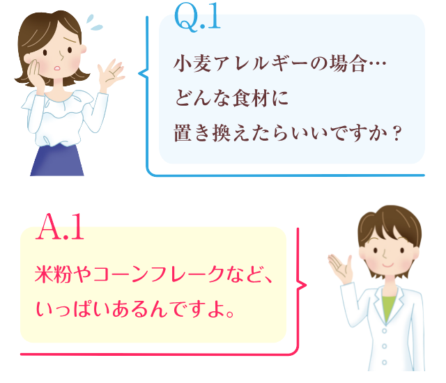 Q1.小麦アレルギーの場合…どんな食材に置き換えたらいいですか？