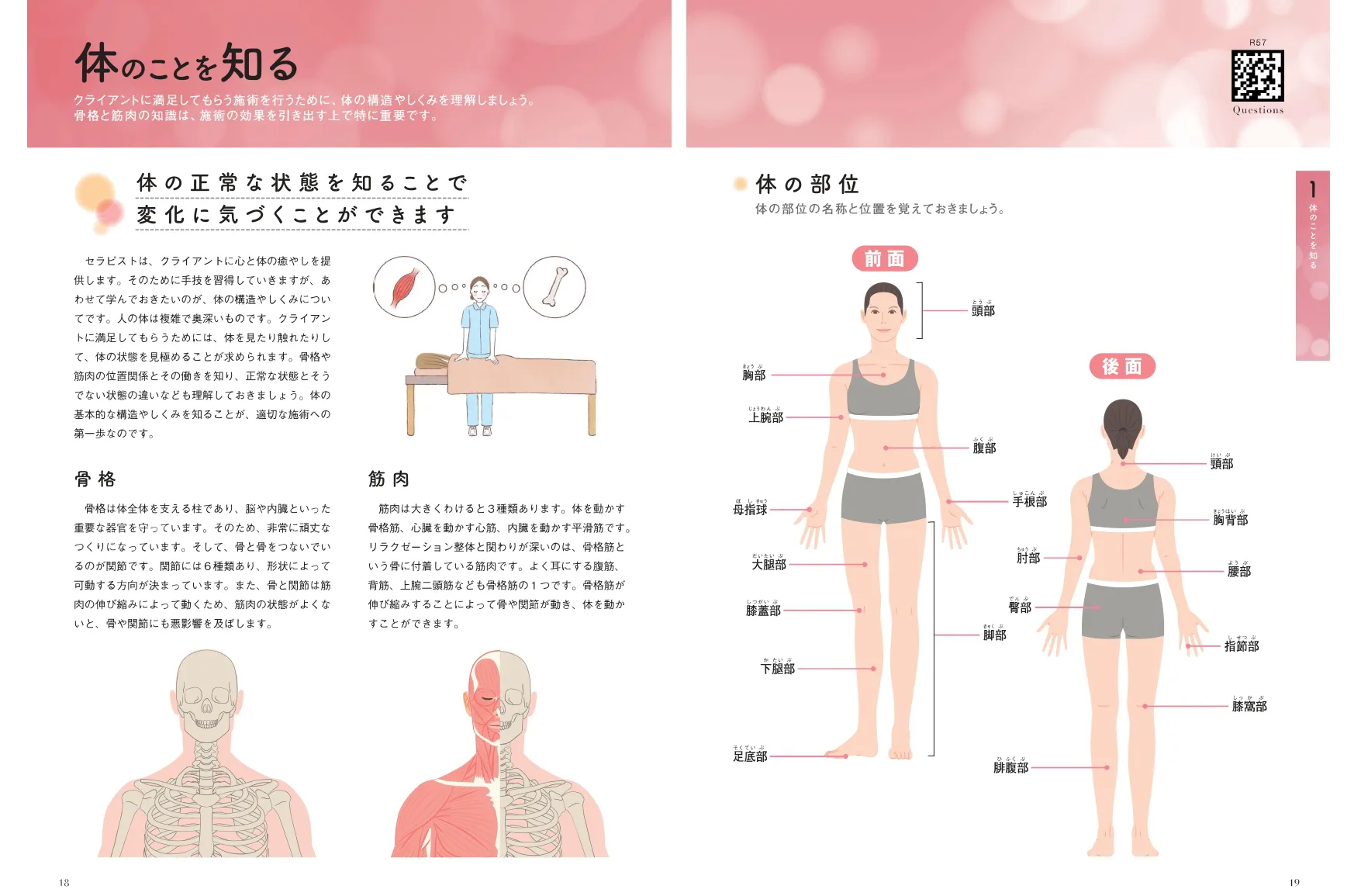 体について解説したテキスト見開きページ