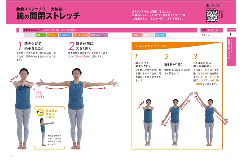 ストレッチ指導BOOKの見開きページ