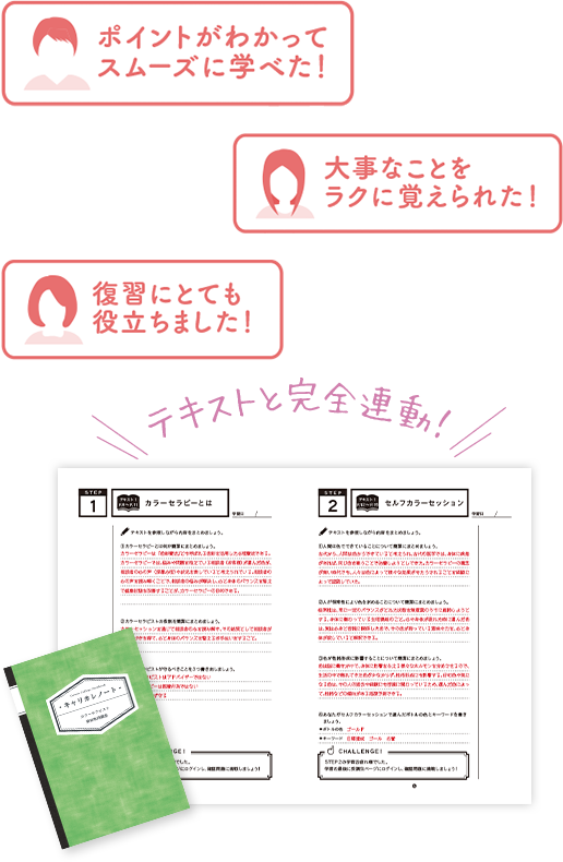 テキストと完全に連動！スムーズに学べて楽に覚えられ、復習にも役立つ