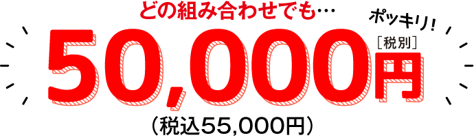 どの組み合わせでもセット価格5万円（税込）ぽっきりで学べます。