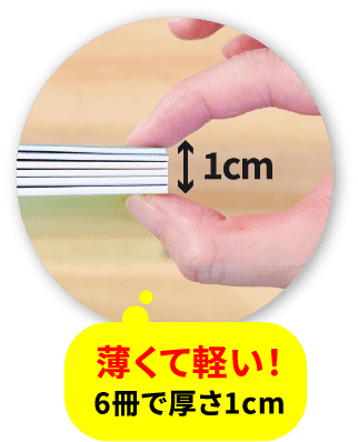 「薄くて軽い!6冊で厚さ1cm」