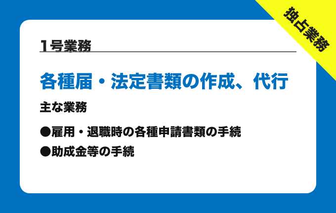 1号業務 各種届・法定書類の作成、代行