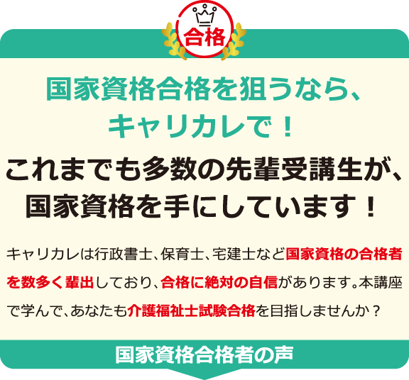 国家資格合格を狙うなら、キャリカレで！