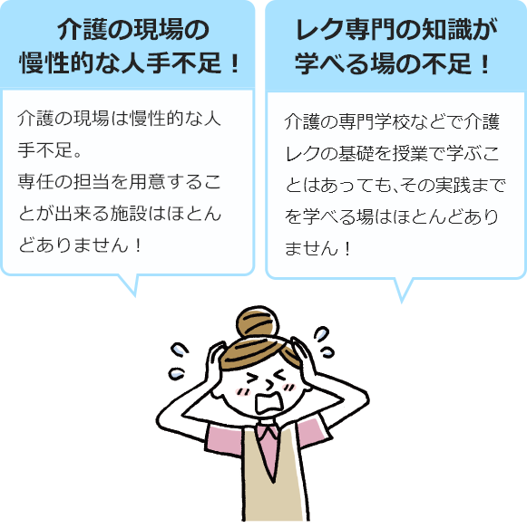 介護の現場の慢性的な人手不足！レク専門の知識が学べる場の不足！