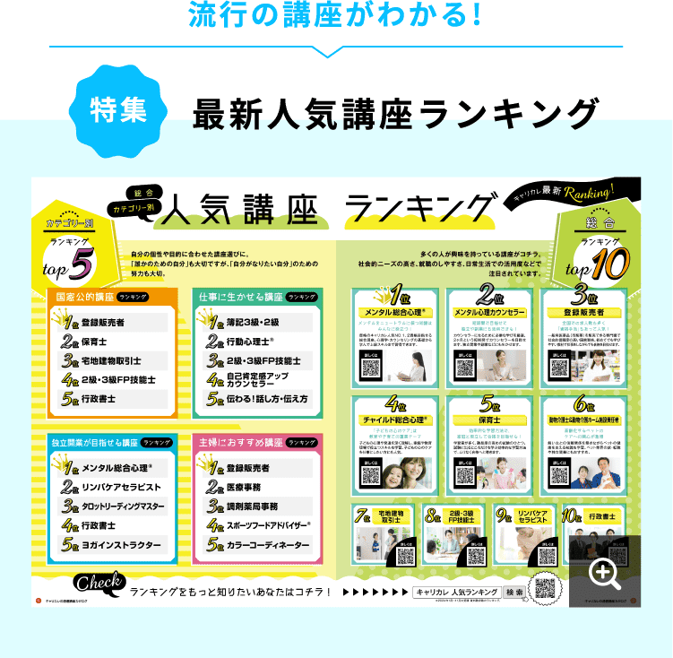 流行の講座がわかる! 特集 最新人気講座ランキング