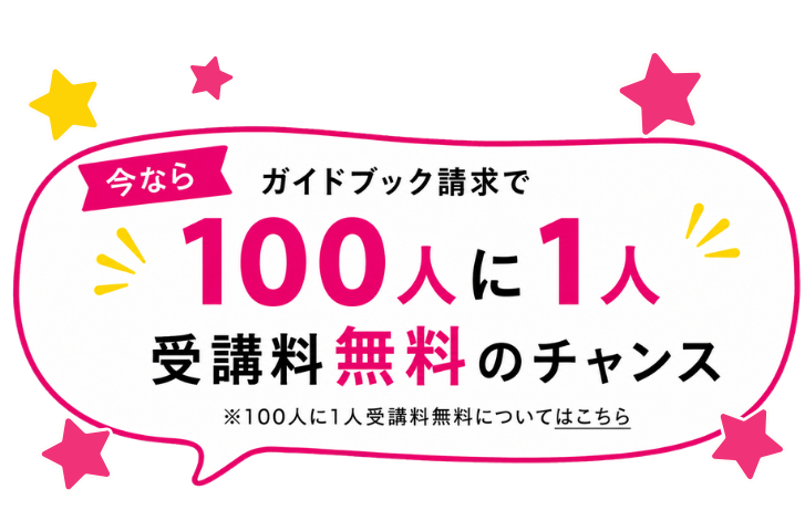 今なら総合カタログ請求で100人に1人受講料無料のチャンス
