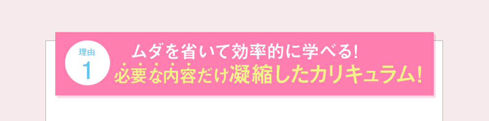 理由1 無駄を省いて効率的に学べる！必要な内容だけ凝縮したカリキュラム！