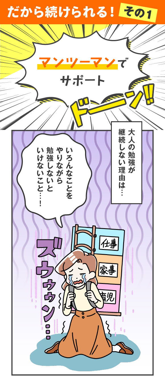 だから続けられる！その1 マンツーマンでサポート