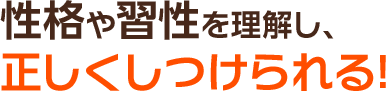 性格や習性を理解し、正しくしつけられる!