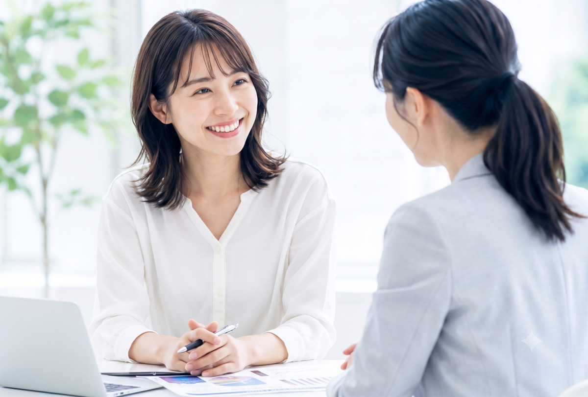 キャリアコーディネーターに相談する女性