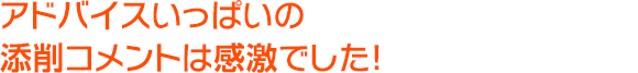 アドバイスいっぱいの添削コメントは感激でした！