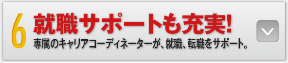 6：就職サポートも充実！専属のキャリアコーディネーターが、就職、転職をサポートいたします。